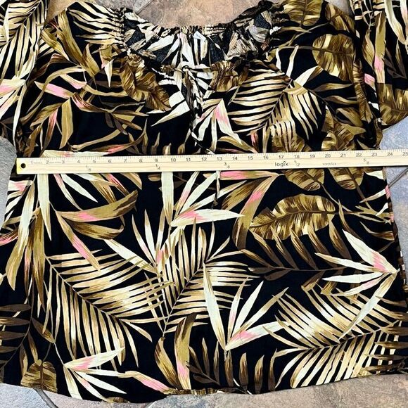 Old Navy Tropical Palm Leaf Peasant Blouse XL - Picture 8 of 11